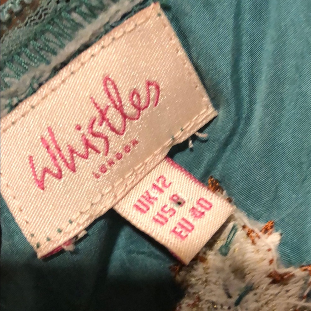 Vintage Whistles Silk Teal Embroidered Dress - Picture 6 of 6